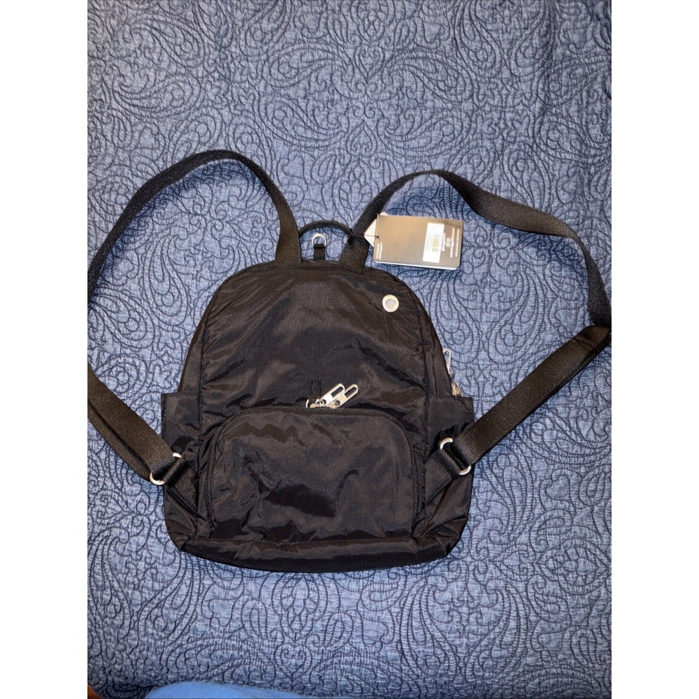 NWT Baggallini Bag SECURTEX Anti-Theft Vacation Backpack Black RFID Locks $120